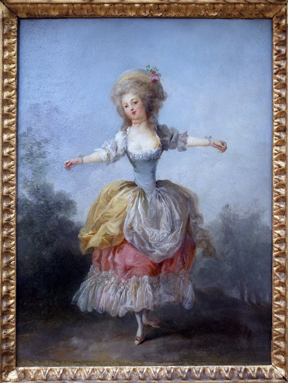 Tanečnice v Ludvíku XVI. Obraz Jean Frederic Schall (1752-1825), olej na plátně, konec 18. století. Muzeum výtvarného umění v Nantes. od Jean Frederic Schall