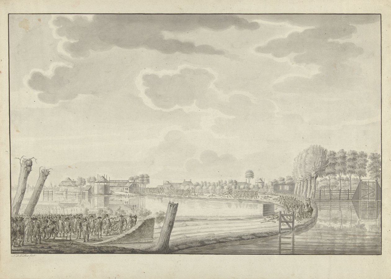 Útok na Ouderkerk aan de Amstel, 1787 od Jean George Teissier (signed by artist)