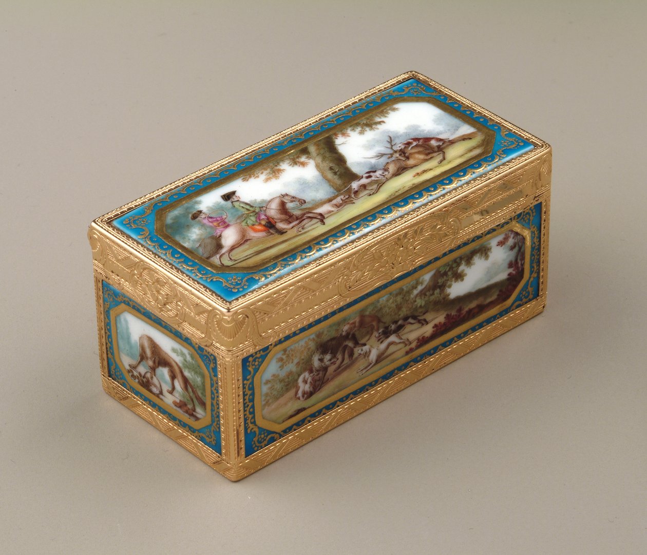 Tabatěrka, cca 1760 (zlatá s porcelánem Sevres) od Jean Georges
