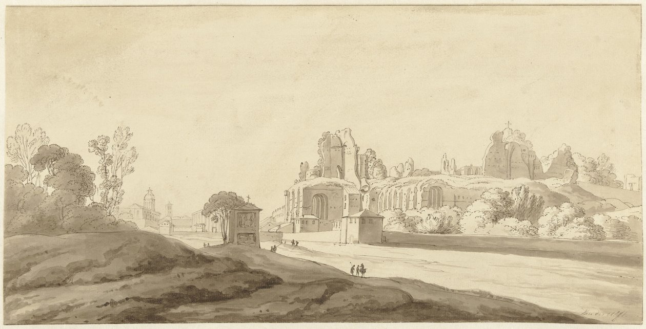 Pohled na ruiny paláce na Palatine Hill v Římě od Jean Grandjean (attributed to)