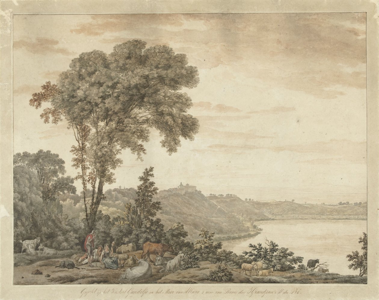 Pohled na Castel Gandolfo a jezero Albano od Jean Grandjean