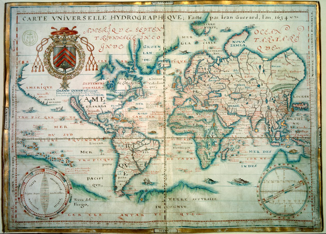 Univerzální hydrografická mapa. Rukopis Jeana Guerarda, francouzského geografa. 1734. Paříž, B.N. od Jean Guerard