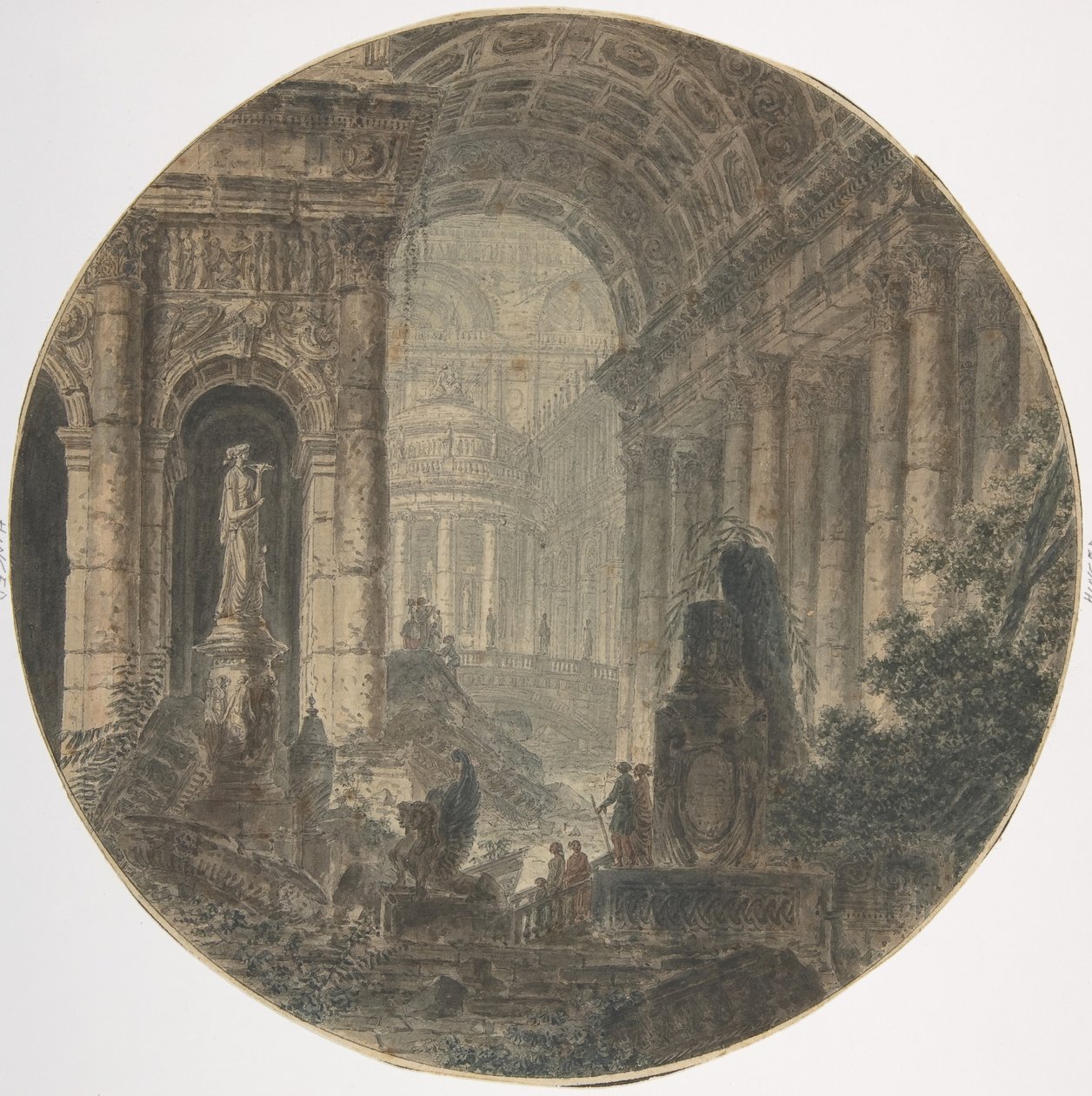 Architektonická fantazie, 18. století. od Jean Henri Alexandre Pernet.