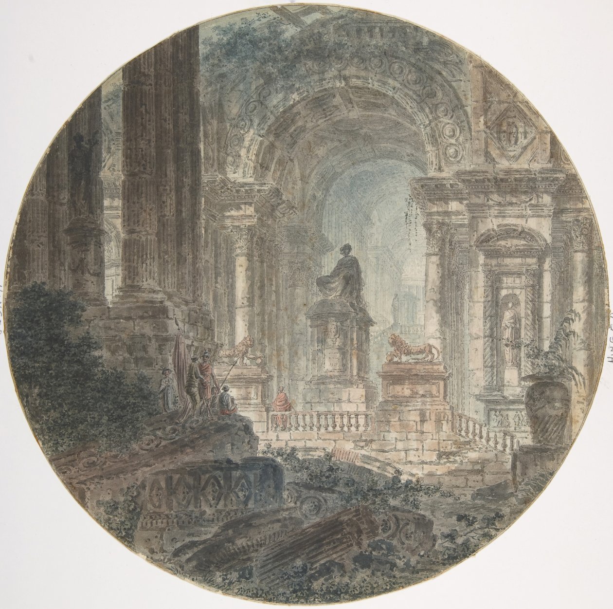 Architektonická fantazie, konec 18. století. od Jean Henri Alexandre Pernet.