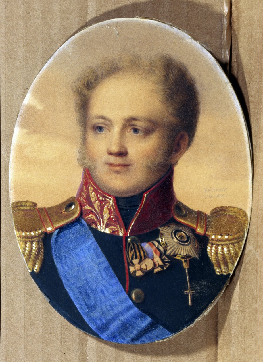 Portrét ruského císaře Alexandra I. (A. Pavlovič Romanov od Jean Henri Benner