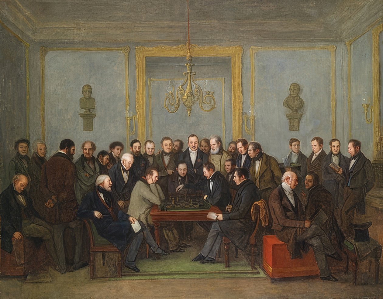 Slavná šachová partie mezi Howardem Stauntonem a Pierrem Saint Amantem 16. prosince 1843 od Jean Henri Marlet