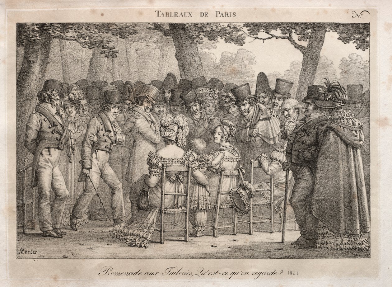 Scény Paříže: Promenáda v Tuileries. Na co se dívají. od Jean Henri Marlet