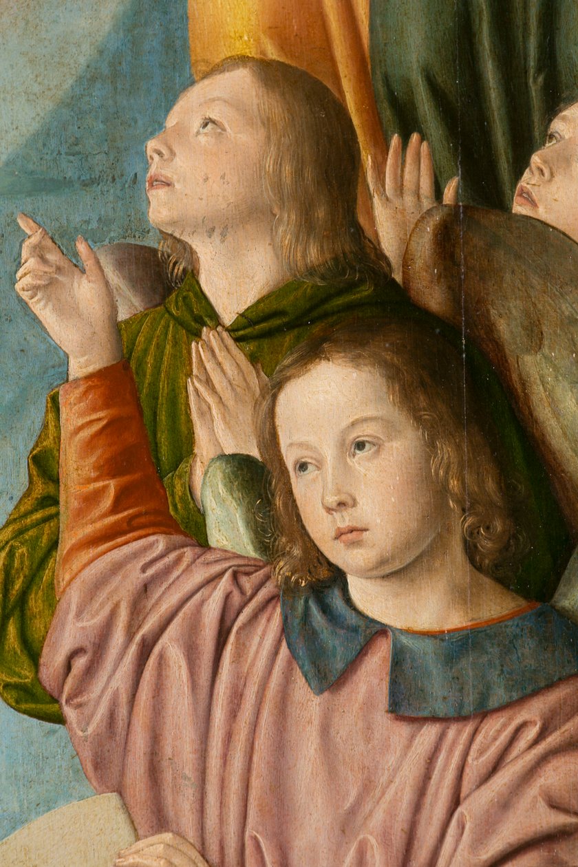 Andělé, detail. Triptych mistra z Moulins od Jean Hey