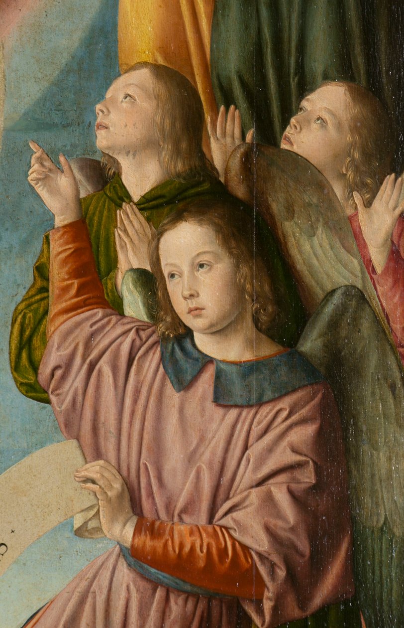 Andělé, detail. Triptych mistra z Moulins od Jean Hey