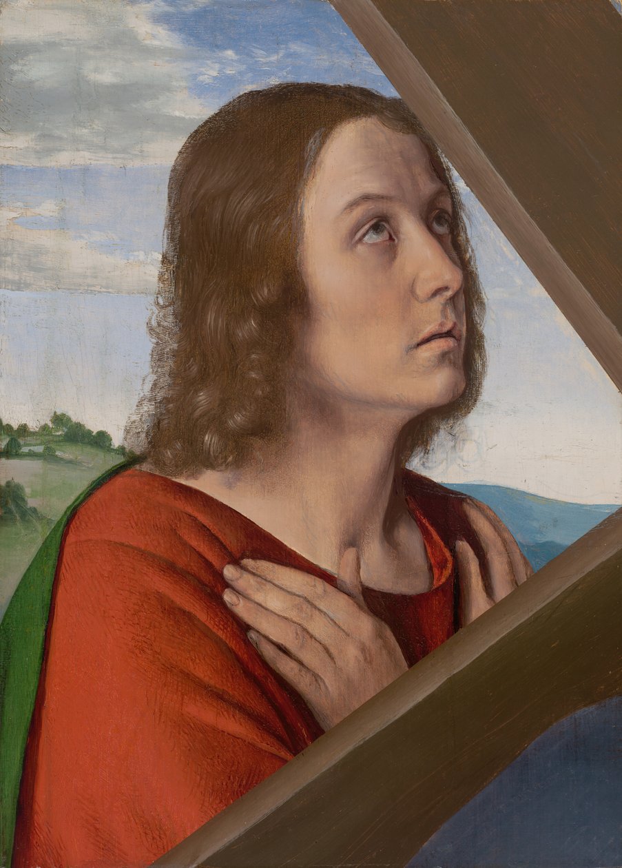Fragment z Krista nesoucího kříž: Saint John the Evangelist, 150005. od Jean Hey