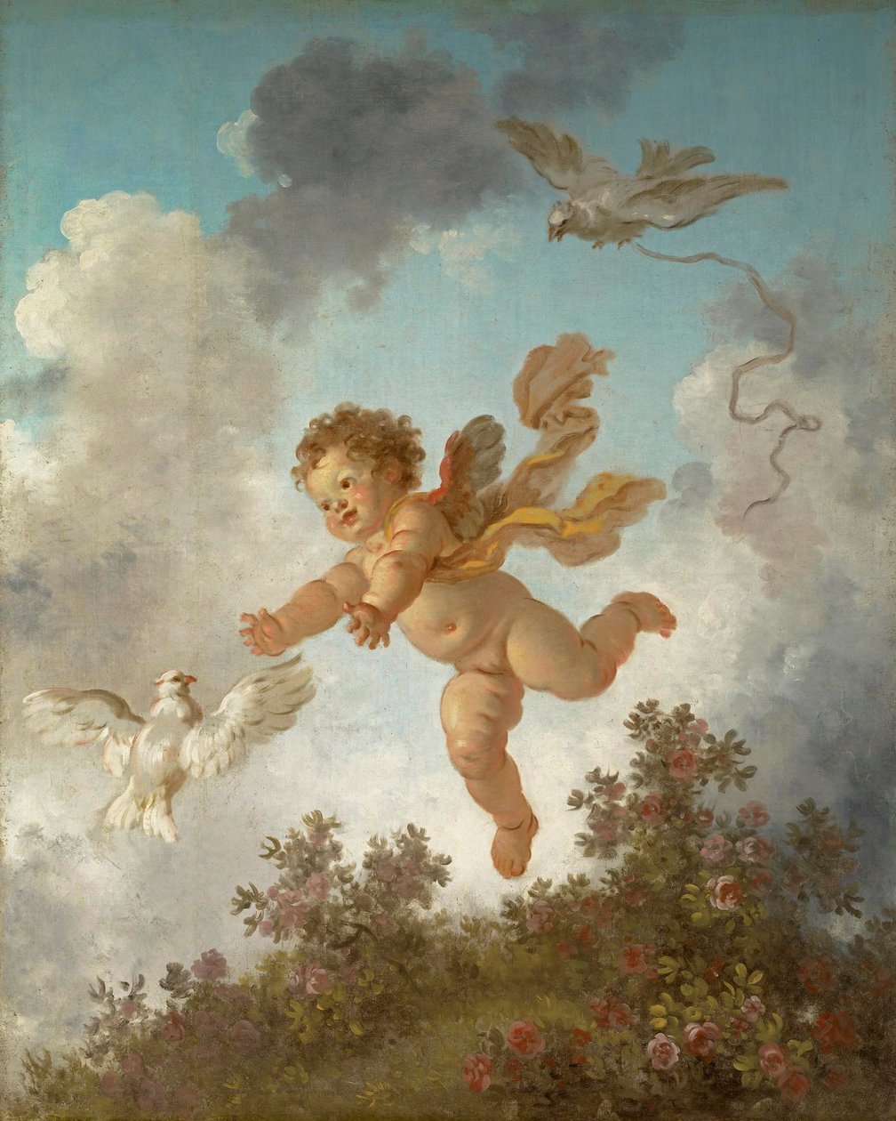 Fragonard - Pokrok lásky Láska pronásleduje holubici, 1790-91 od Jean Honore Fragonard