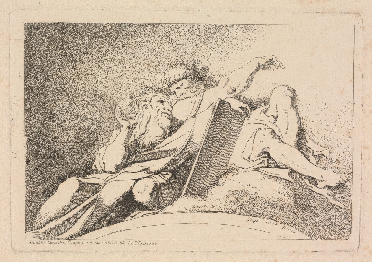 Dva proroci od Jean Honoré Fragonard after Annibale Carracci