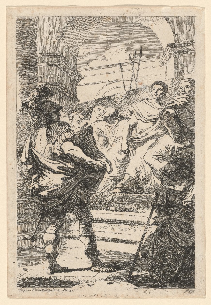 Mucius Scaevola od Jean Honoré Fragonard after Giovanni Battista Tiepolo