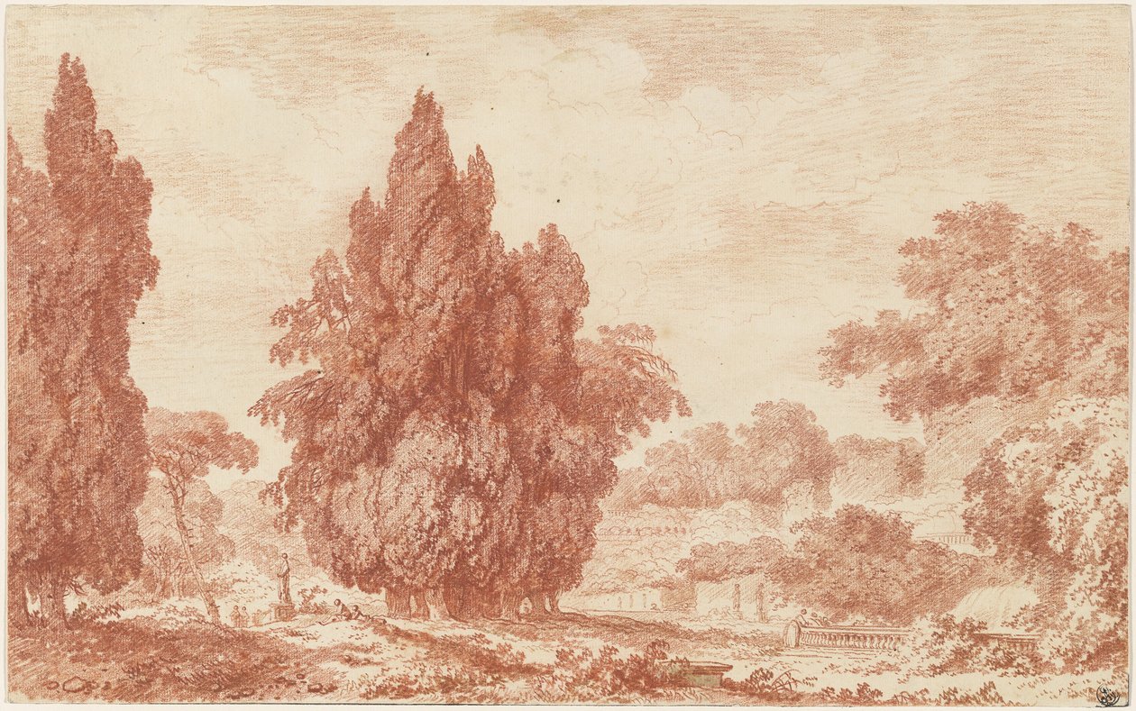 Stánek cypřišů v italském parku od Jean Honore Fragonard
