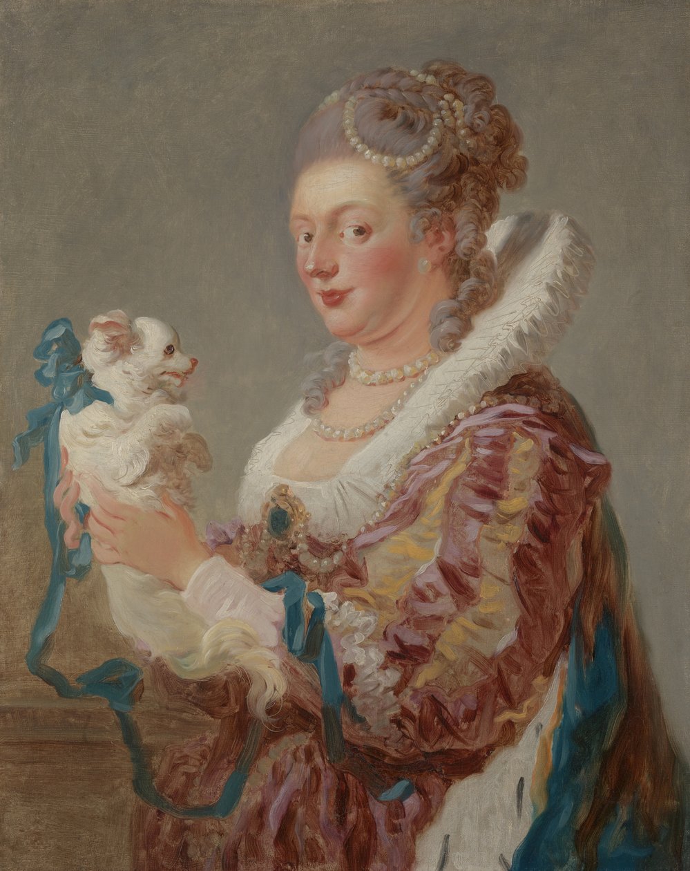Žena se psem, kolem roku 1769 (olej na plátně) od Jean Honore Fragonard
