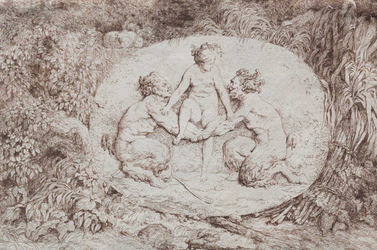 Bacchanales: Nymph Supported by Two Satyrs, 1763. od Jean Honore Fragonard