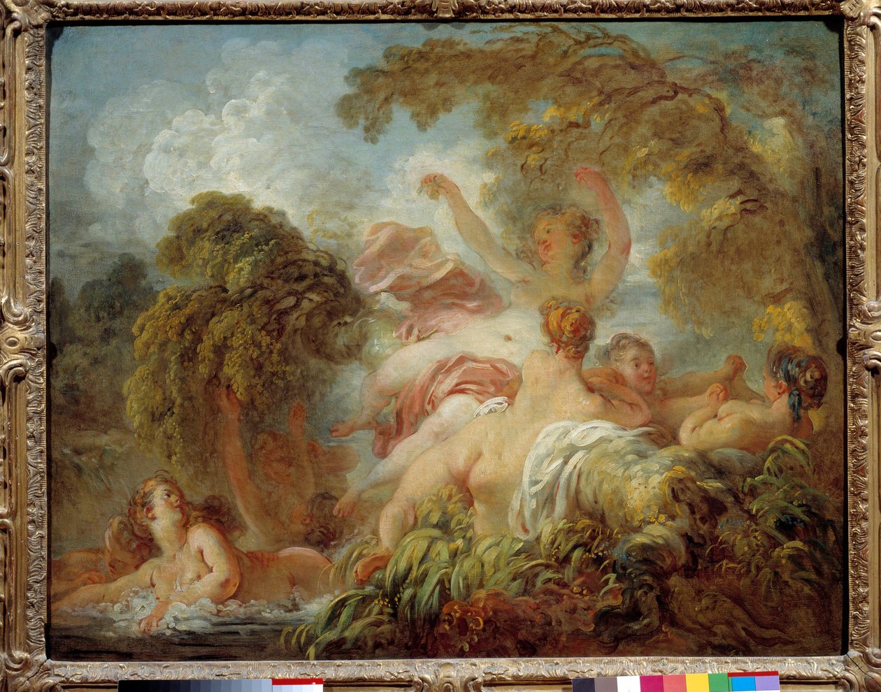 Bathers Skupina nahých mladých žen koupání. Obraz Jean Honore Fragonard (1732-1806) 18. století Sun. 0,64x0,8m od Jean Honore Fragonard