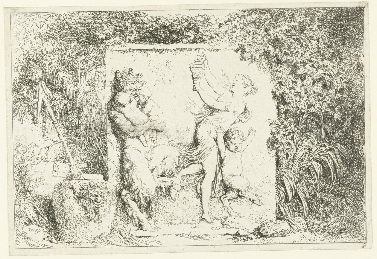 Tanec satyrů Bacchanales (název série) Nymfy a satyři (název série) od Jean Honore Fragonard