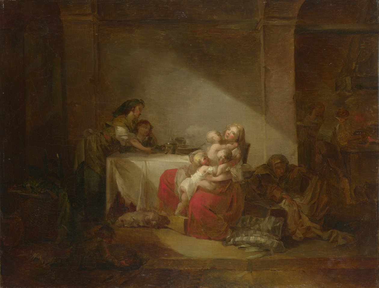 Interiérová scéna. Šťastná matka, druhá polovina 18. století. od Jean Honore Fragonard