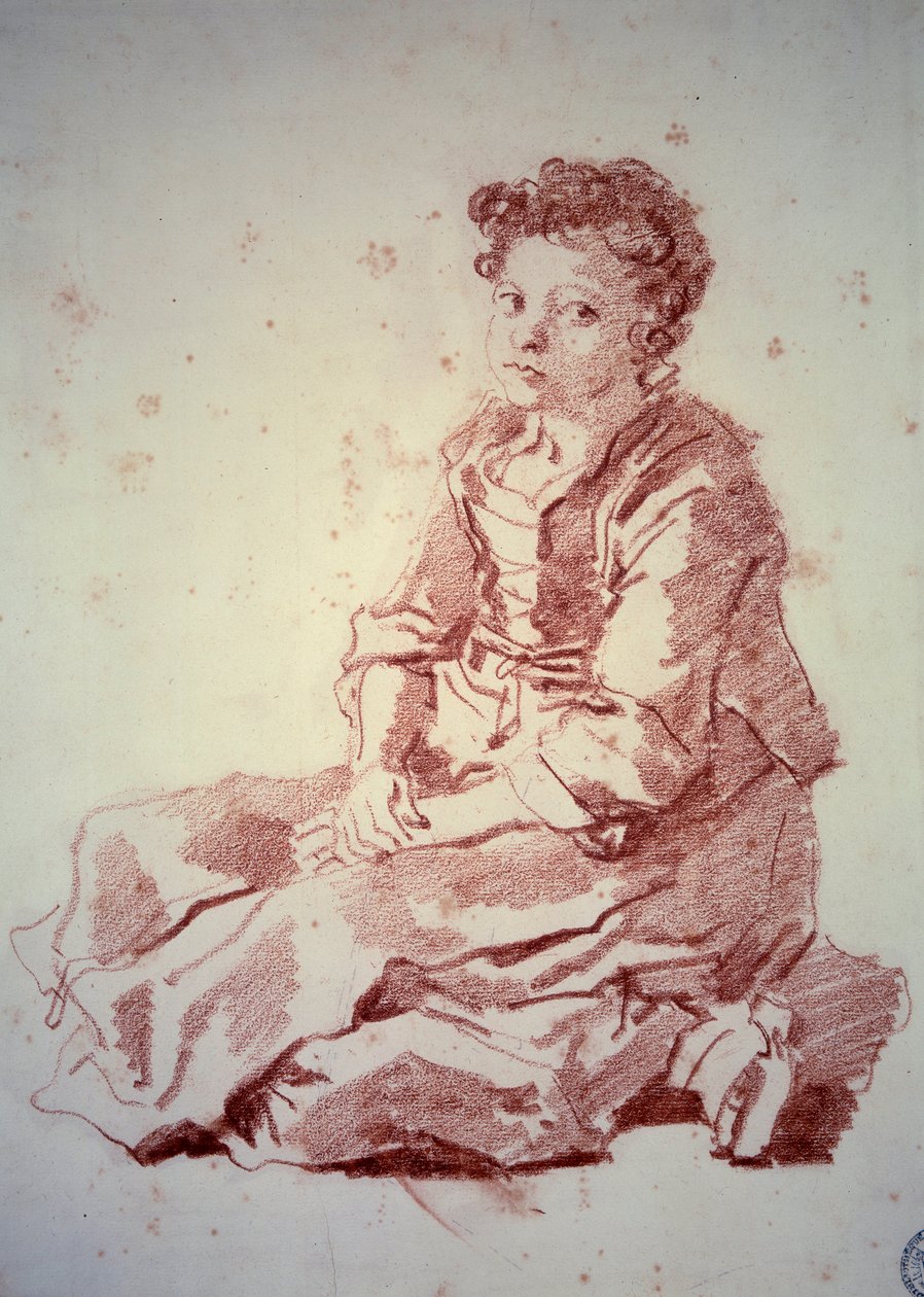 Holčička sedící na patách Sanguine od Jean Honore Fragonard (1732-1806) 1774 Besancon, Musee des Beaux Arts od Jean Honore Fragonard