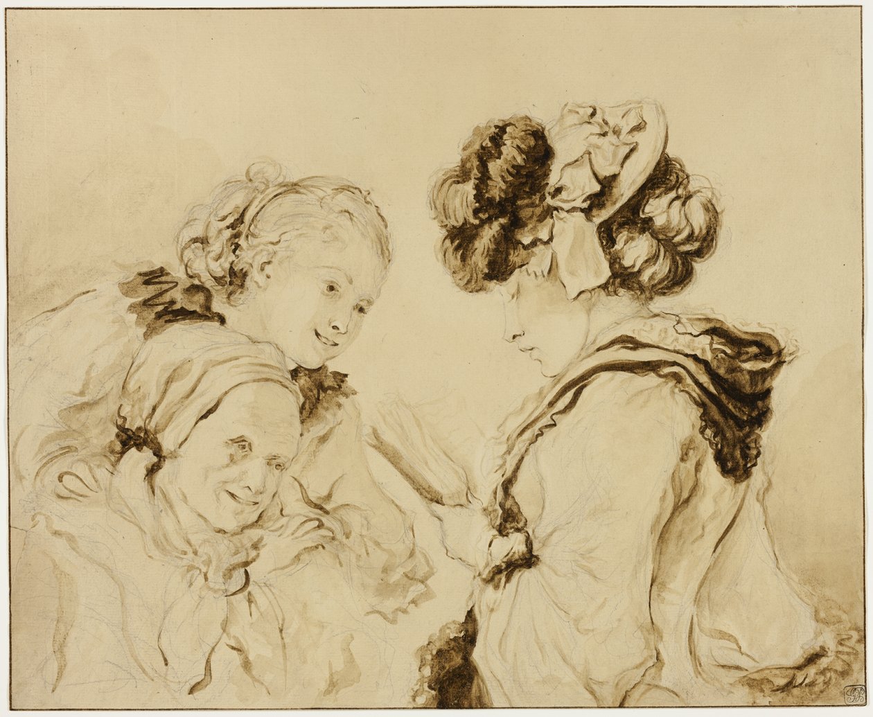 Margaruerite Gerardová čte své matce a Rosalie Fragonardové od Jean Honore Fragonard