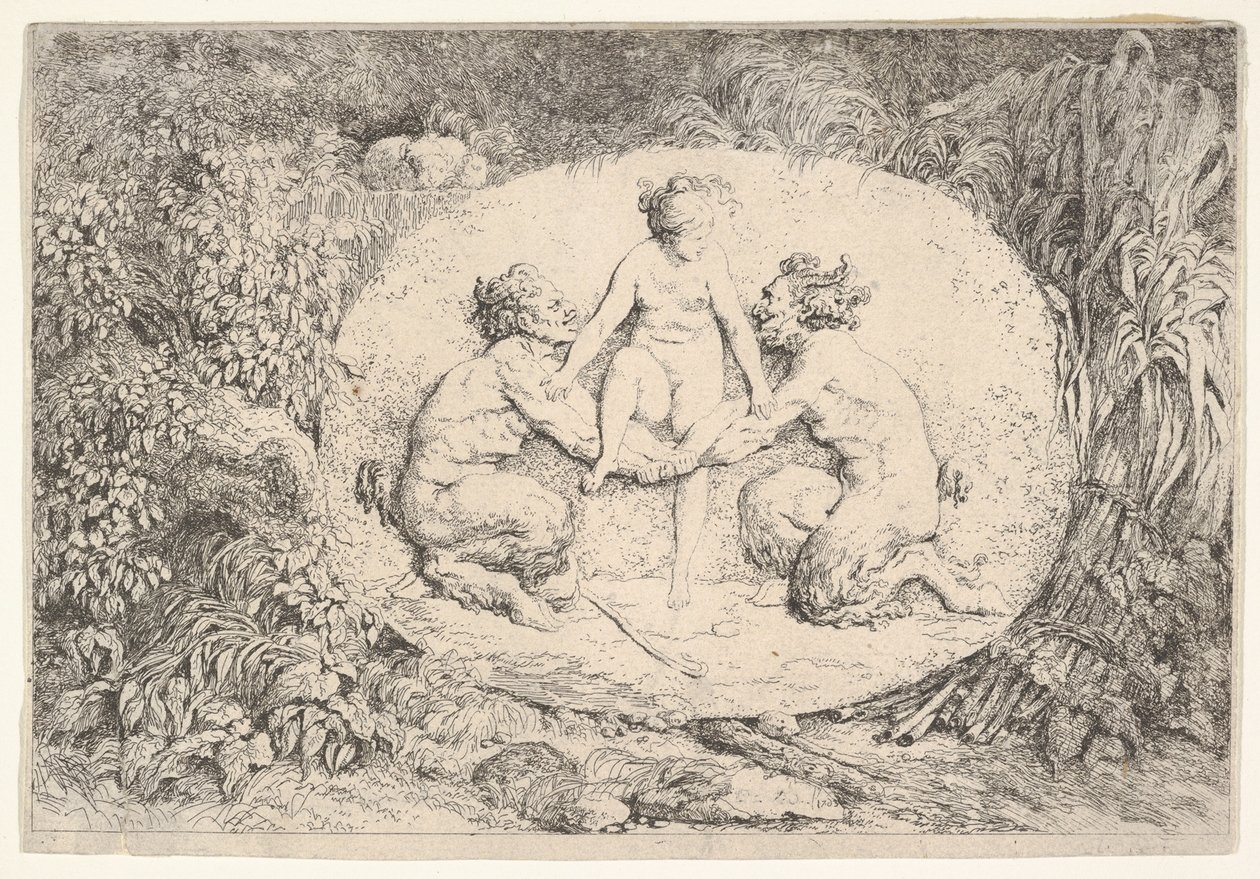 Nymph Supported by Two Satyrs, 1763. od Jean Honore Fragonard