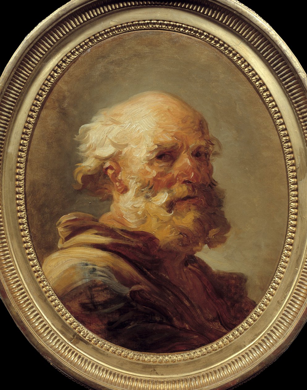 Hlava starého muže. Obraz Jean Honore Fragonard (1732-1806), ca. 1766-1769. Amiens, Muzeum Pikardie od Jean Honore Fragonard
