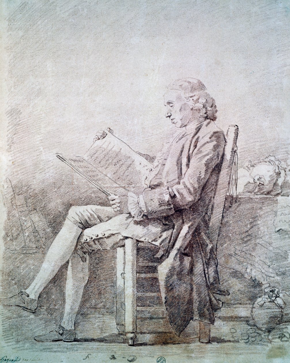 Portrét opata Saint Non (sangvinik na papíře) od Jean Honore Fragonard