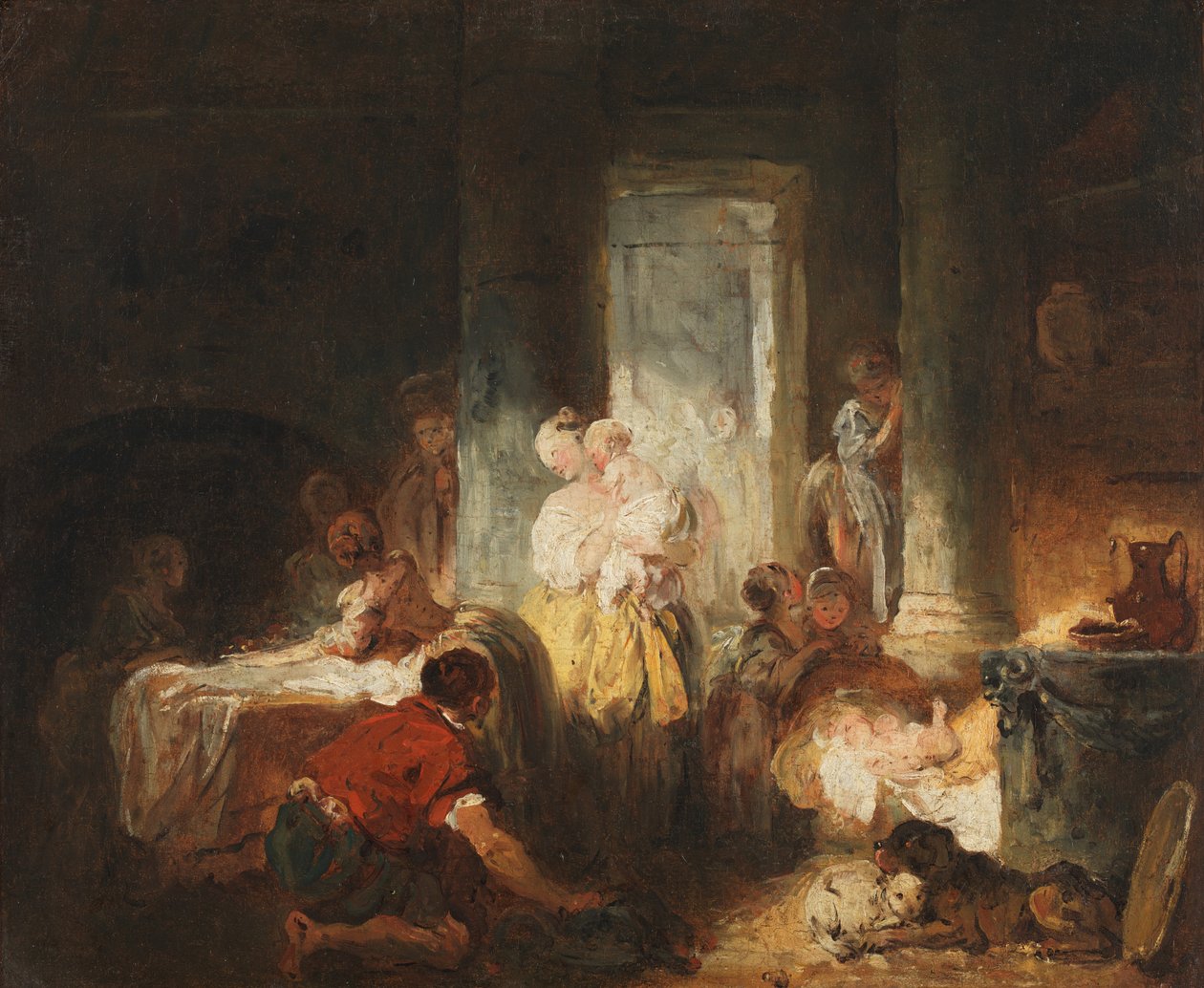 Římský interiér, kolem roku 1760 (olej na plátně) od Jean Honore Fragonard