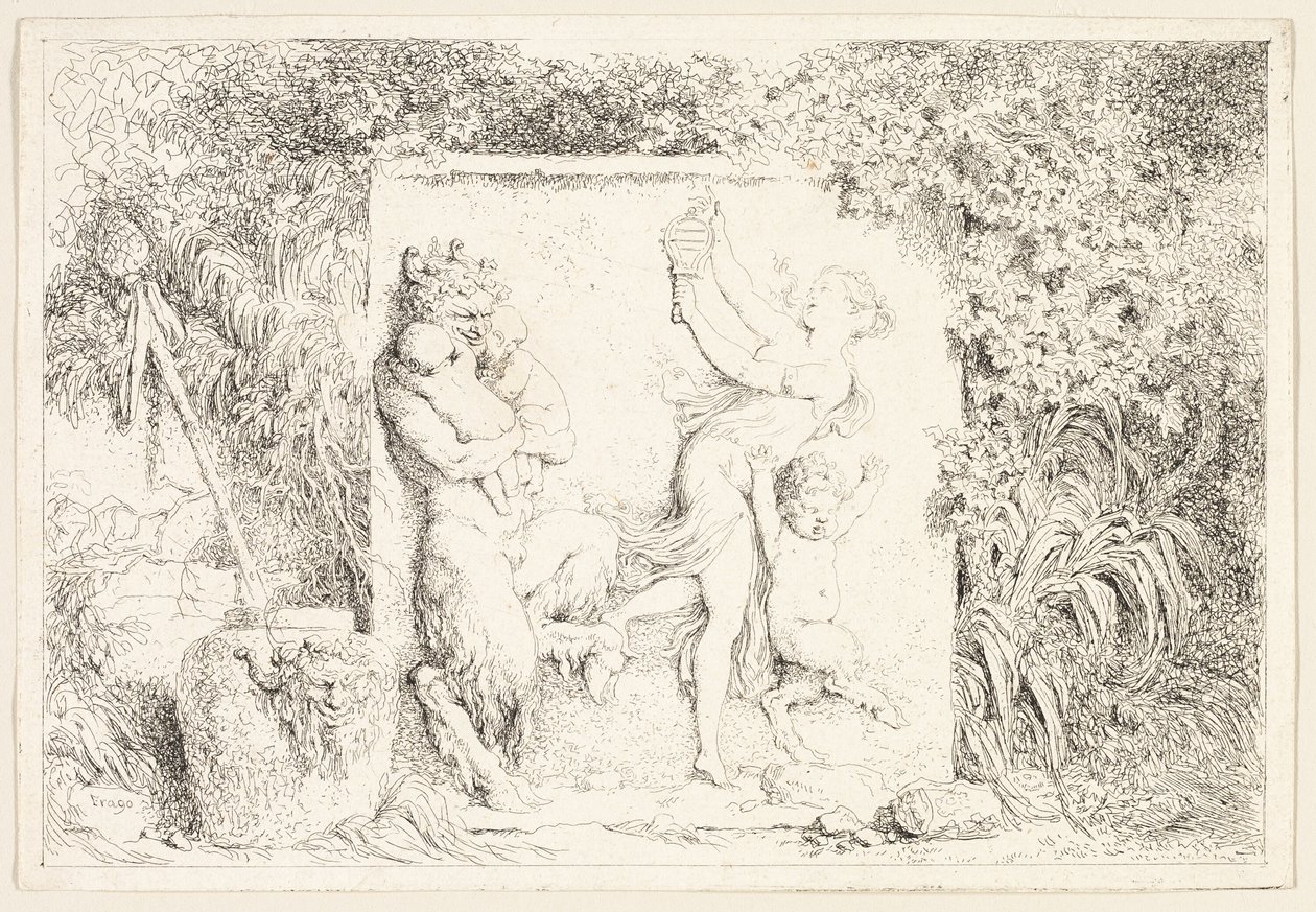 Satyrové tančí z Bakchanálií aneb Satyrské hry od Jean Honore Fragonard