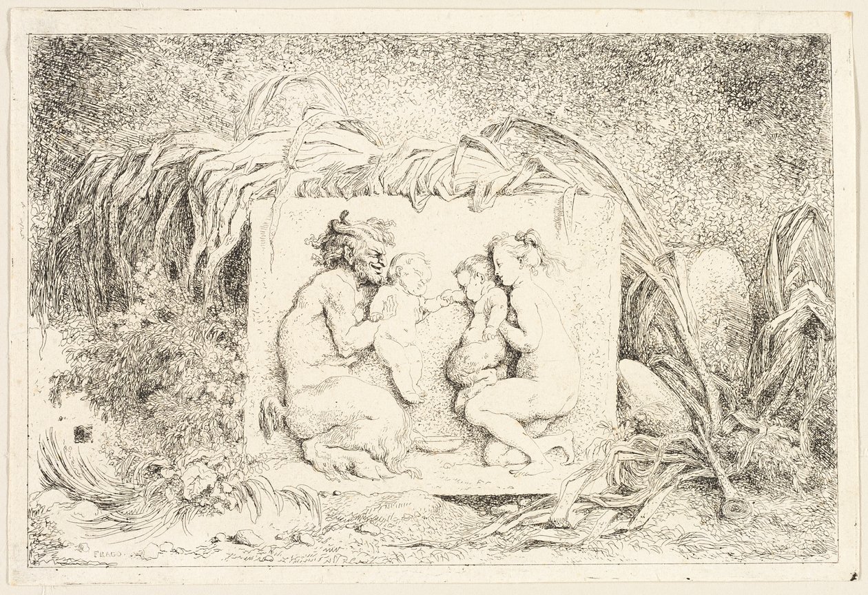 Satyrova rodina z Bakchanálií aneb Satyrovy hry od Jean Honore Fragonard