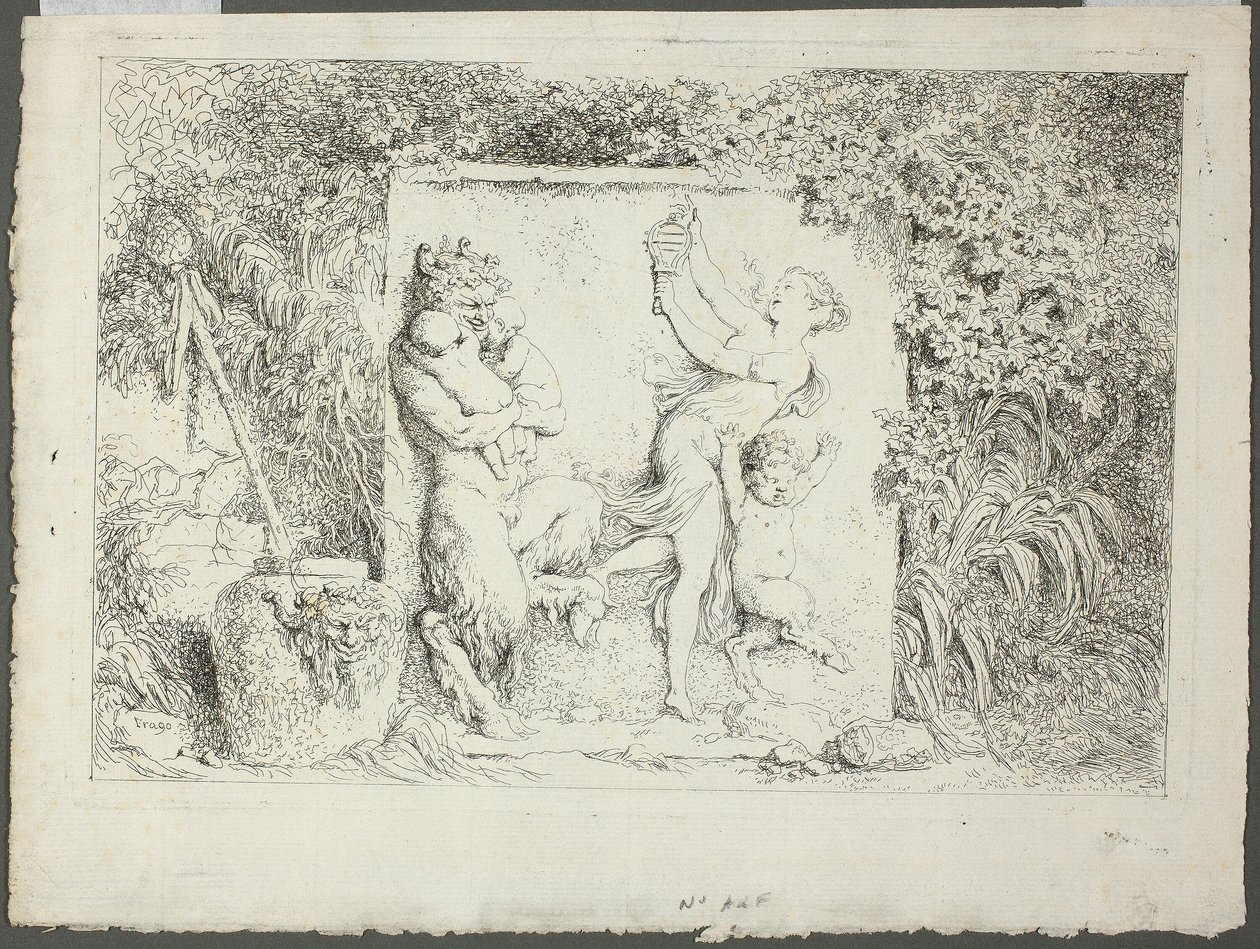 Rodina Satyrů, z knihy Bacchanales, neboli Satyrské hry od Jean Honore Fragonard