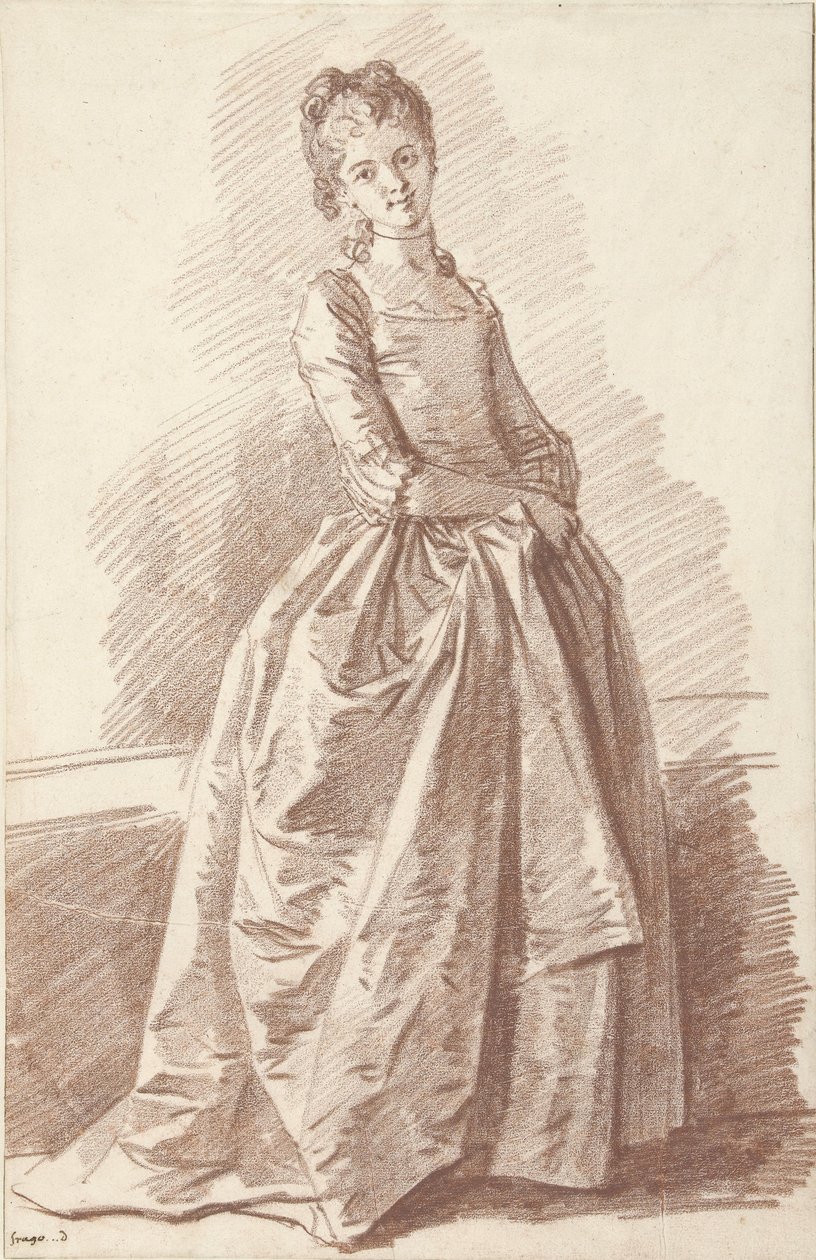 Mladá žena stojí, čelí od Jean Honore Fragonard