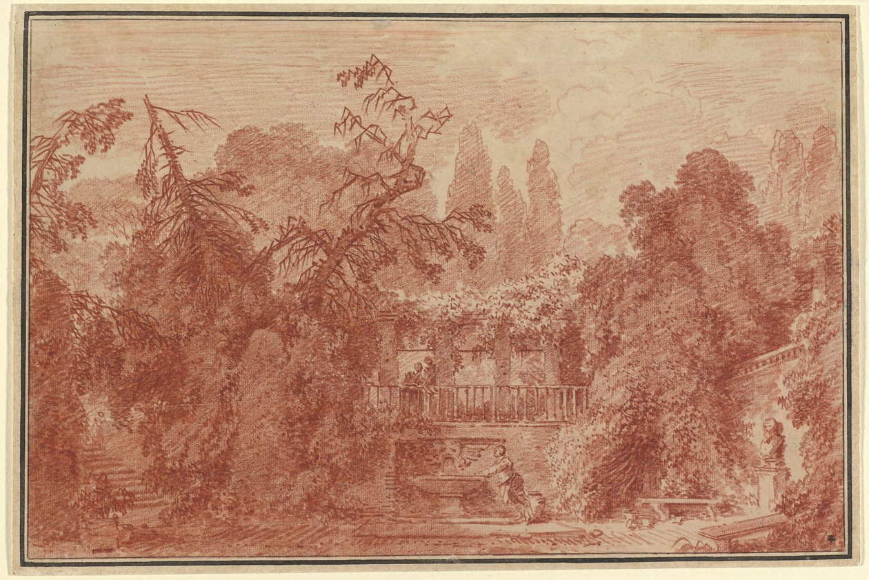 Terasa a zahrada italské vily od Jean Honore Fragonard