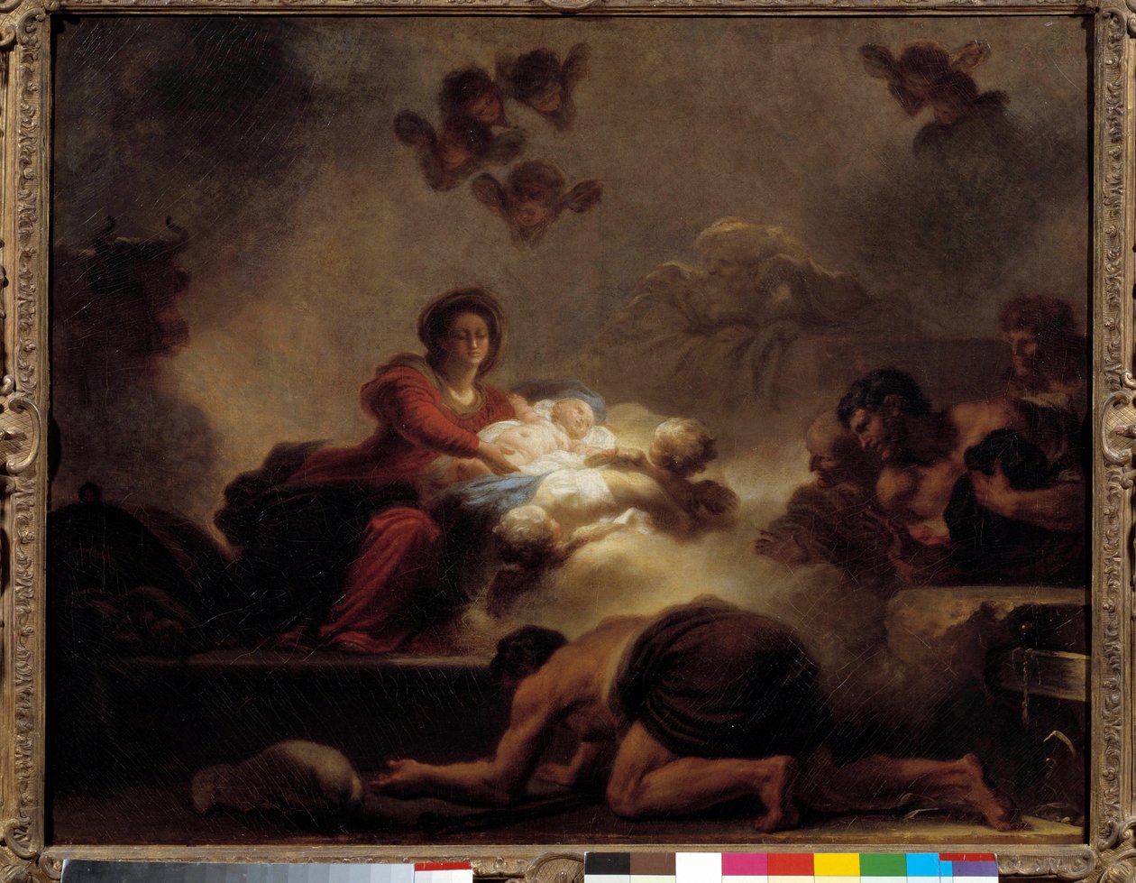 Obraz Klanění pastýřů od Jean-Honore Fragonarda (1732-1806). 18. století. Ztlumit. 0,73x0,93 m. od Jean Honore Fragonard
