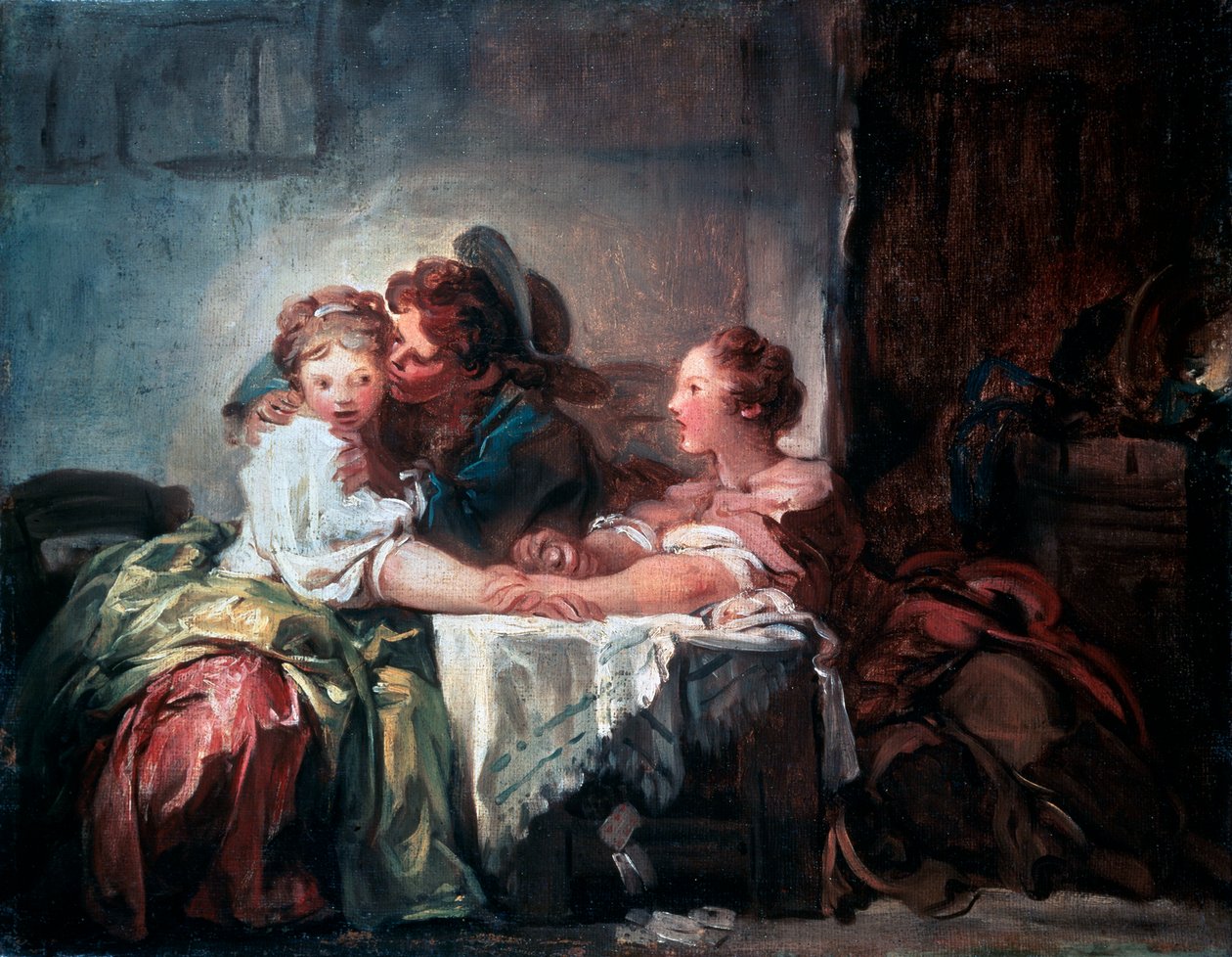 The Captured Kiss, konec 18. století od Jean Honore Fragonard