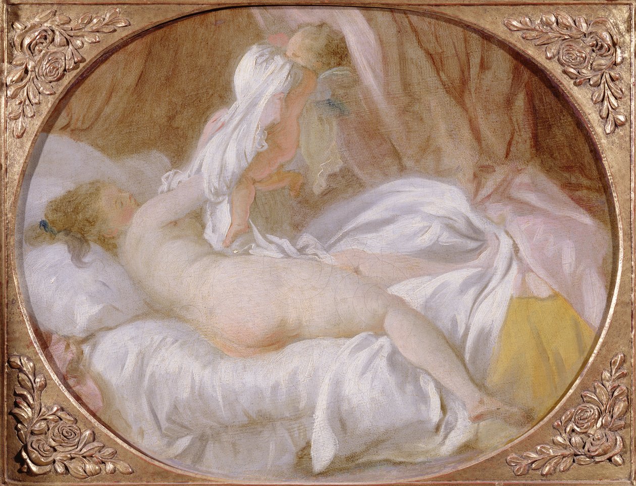Košilka odstraněna nebo svlékání dámy, před rokem 1778 od Jean Honore Fragonard