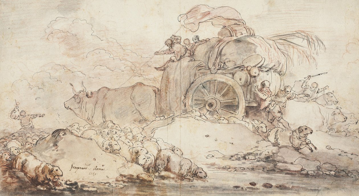 Zastavený vozík, 1759 od Jean Honore Fragonard