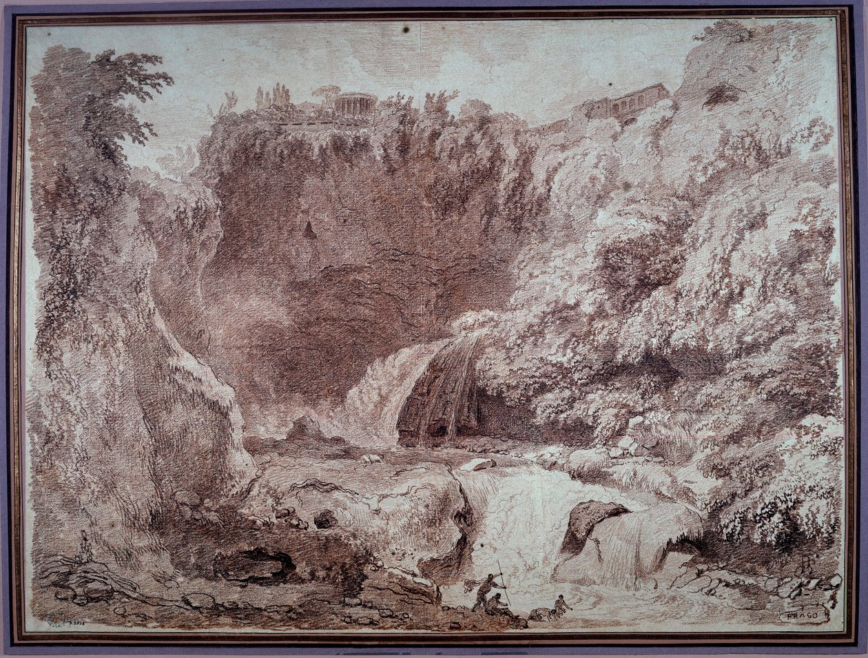 Jeskyně Neptun a Tivoli Kresba Jean Honore Fragonard (1732-1806) 18. století Besancon, Musee des Beaux Arts od Jean Honore Fragonard