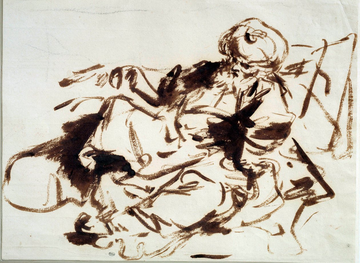 Pasha Painting in Wash od Jean Honore Fragonard (1732-1806). 18. století. Slunce 0,24x0,33 m od Jean Honore Fragonard