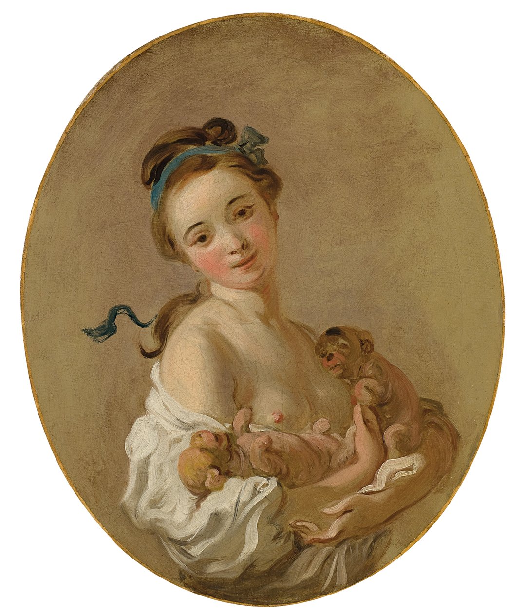 Mladá dívka drží dvě štěňata, c.1770 od Jean Honore Fragonard