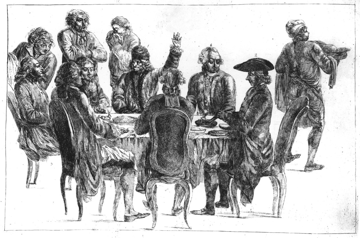 Filozofové při večeři, asi 1775 od Jean Huber