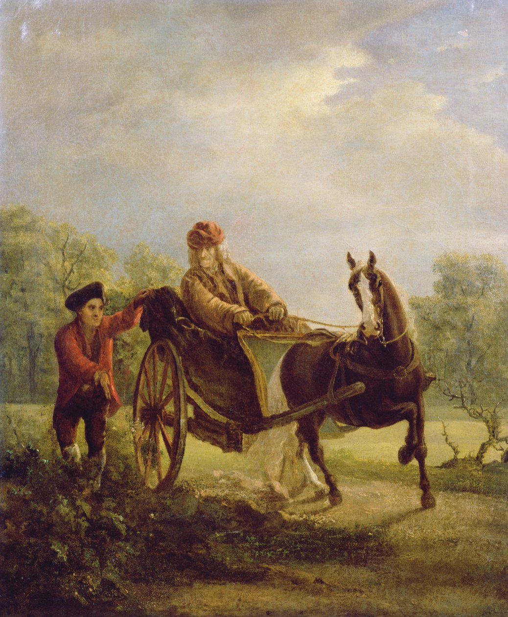 Voltaire (1694-1778) v kabrioletu ve Ferney od Jean Huber