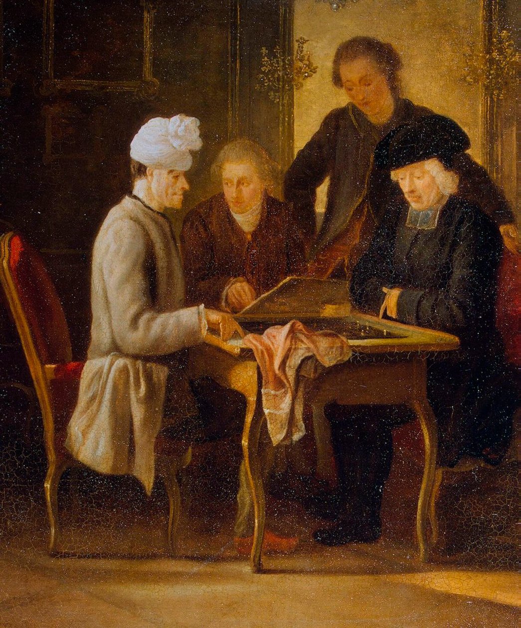 Voltaire u šachového stolu, mezi 1750 a 1775. od Jean Huber