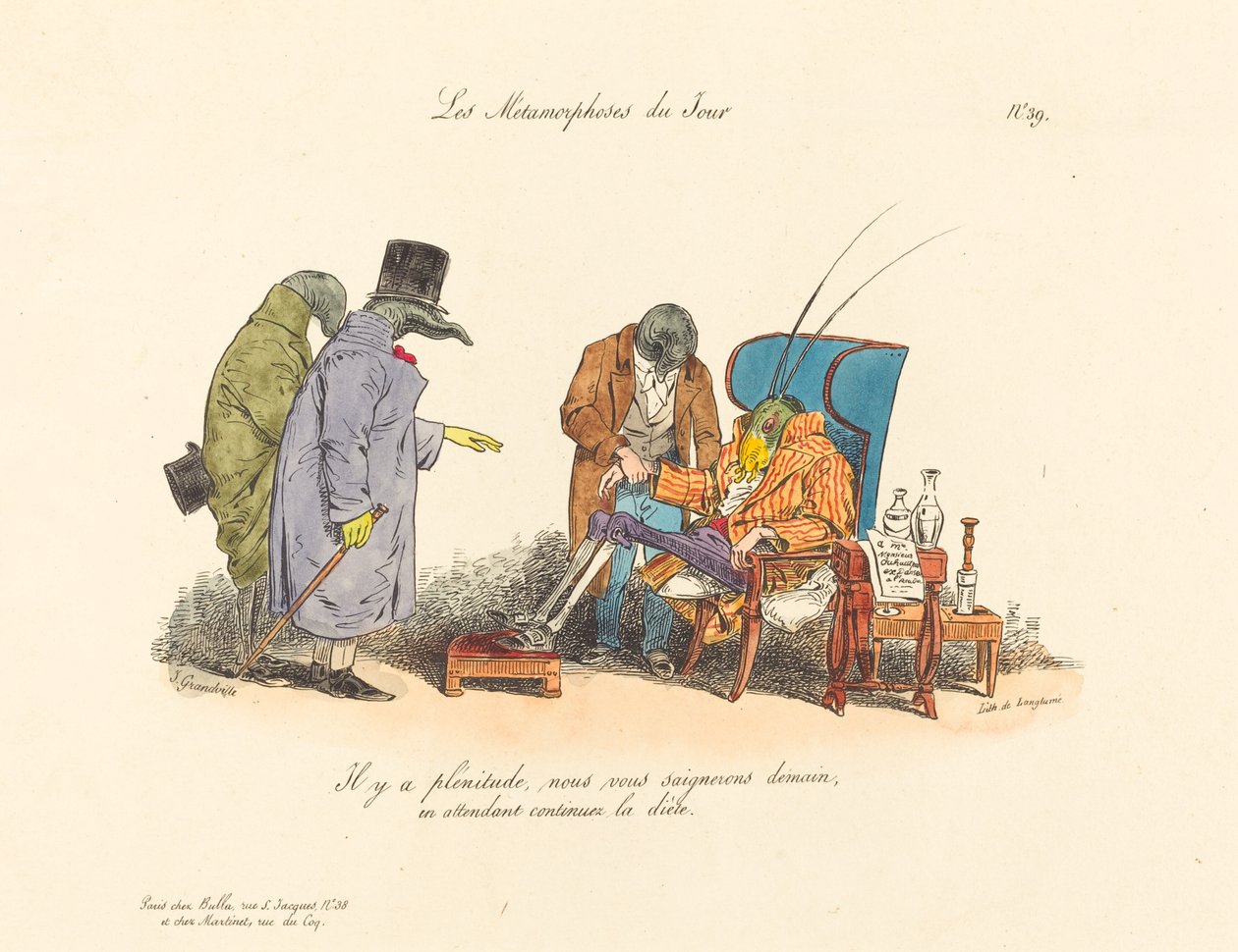 Nemocný kriket od Jean Ignace Isidore Grandville