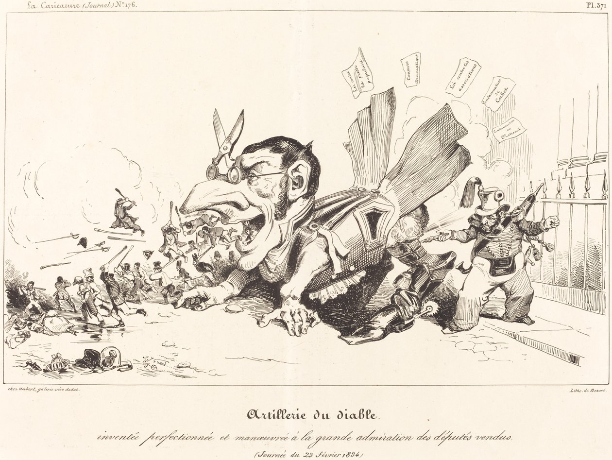 Artillerie du Diable (Ďáblovo dělostřelectvo) od Jean Ignace Isidore Grandville and Eugène Hippolyte Forest