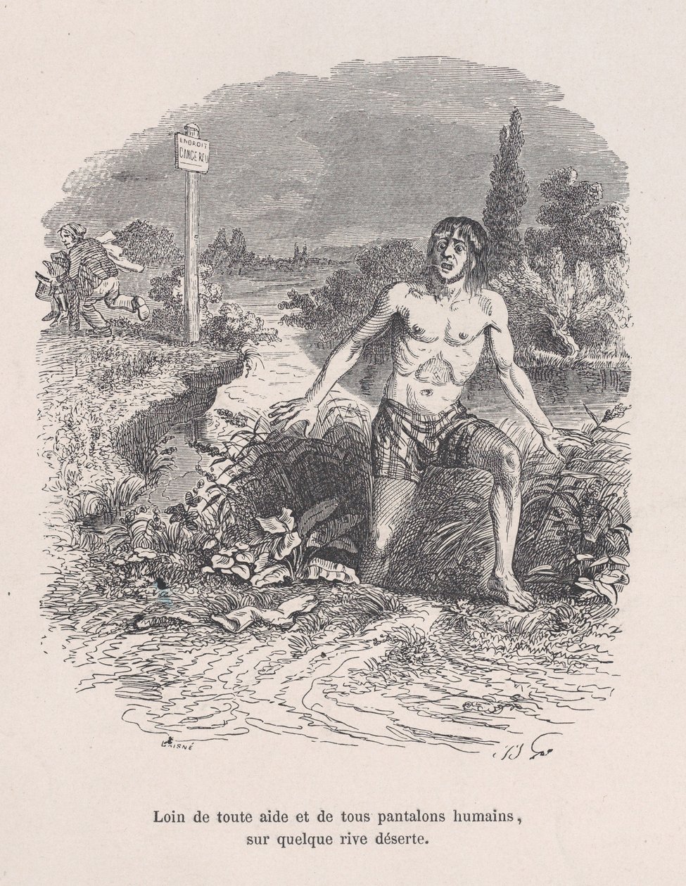 Pryč od veškeré pomoci a bez kalhot, na nějakém opuštěném břehu z Malé bídy H..., 1843. od Jean Ignace Isidore Gérard