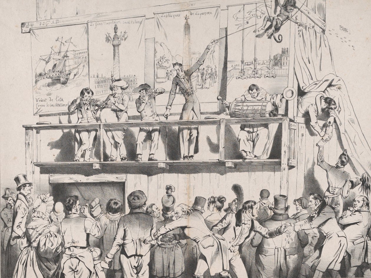 Zing! Zing! Bum_Boom_Boom!!! Show of the Grrrreat Political Tumblers, srpen 1833. od Jean Ignace Isidore Gérard