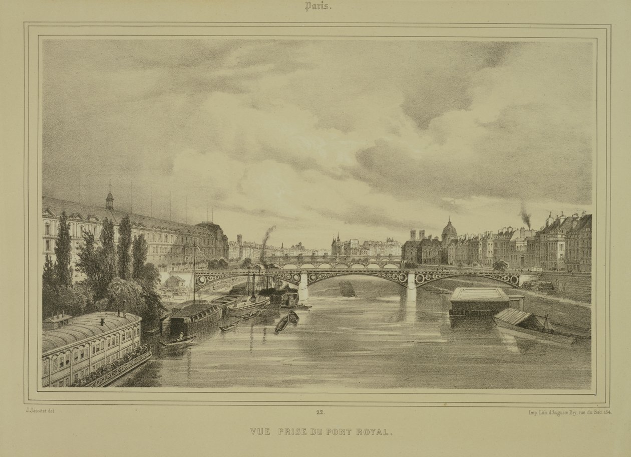 Pohled na Pont Royal, publikoval Auguste Bry od Jean Jacottet