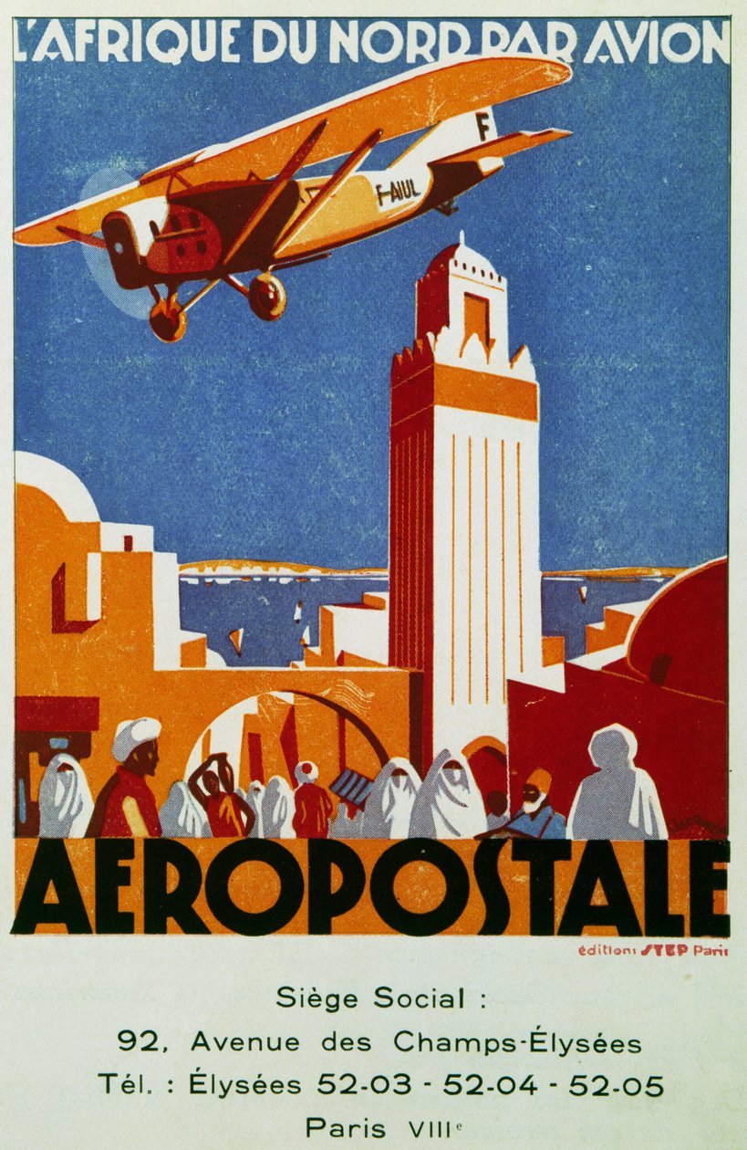 Aeropostale (letecká pošta), letecké spojení se severní Afrikou, billboard, Francie od Jean Jacquelin